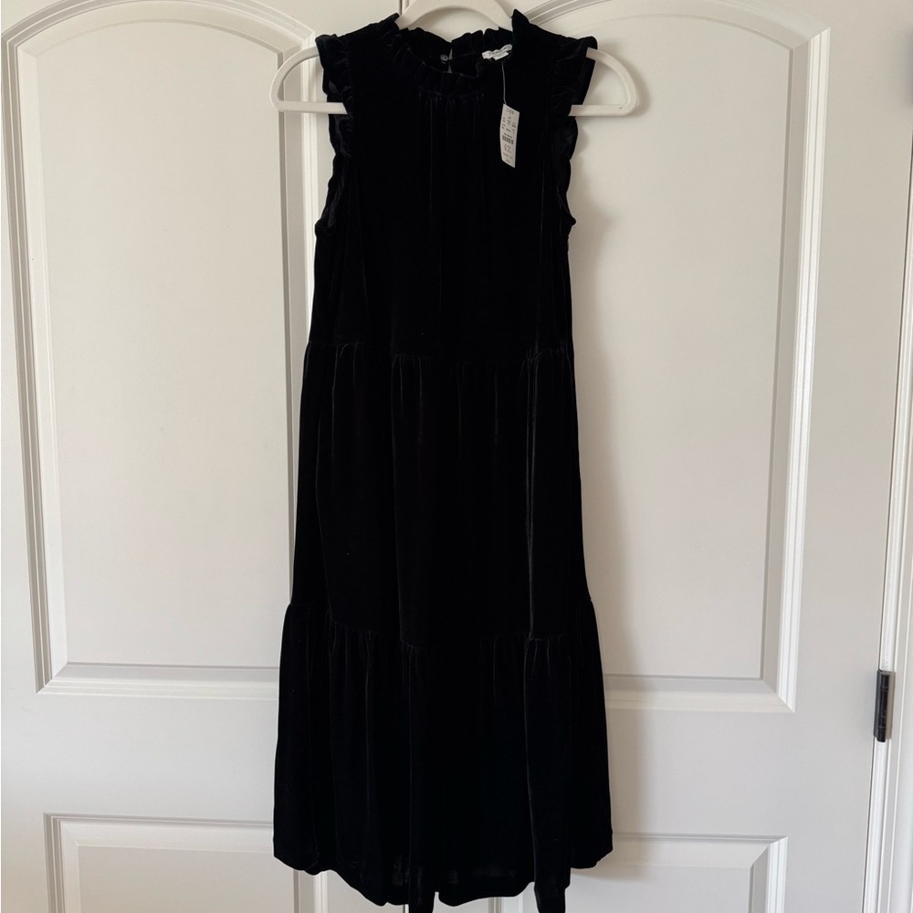 NWT J. Crew Black Velvet Sleeveless Dress